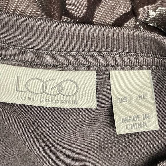 Logo Lori Goldstein Tunic Top Size L Red Asher Velvet Burnout High Low size XL - Picture 8 of 13